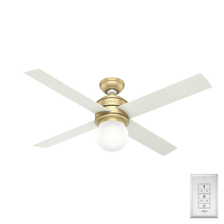 Hunter Hepburn LED 52-in Satin Copper LED Indoor Ceiling Fan with Wall-Mounted Remote, 4-Blade