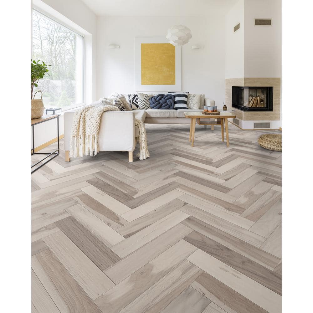 CENTURY FLOORING Nautical Hickory Solid Hardwood Flooring Herringbone 3/4 in. Thick x 3.25 in. W x 16.25 in. L Fixed Length (16.50sq. ft)
