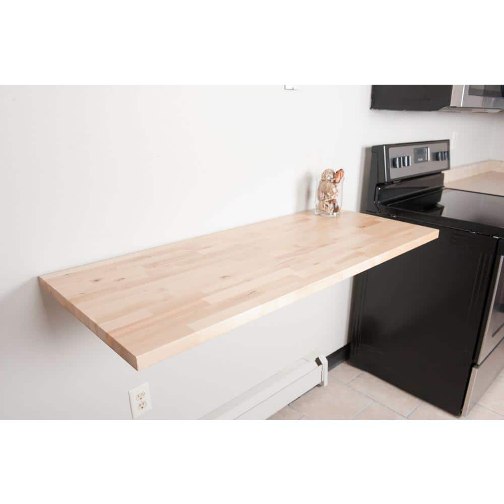 HARDWOOD REFLECTIONS 4 ft. L x 20 in. D Finished Hevea Solid Wood Butcher Block Bar Countertop With Eased Edge