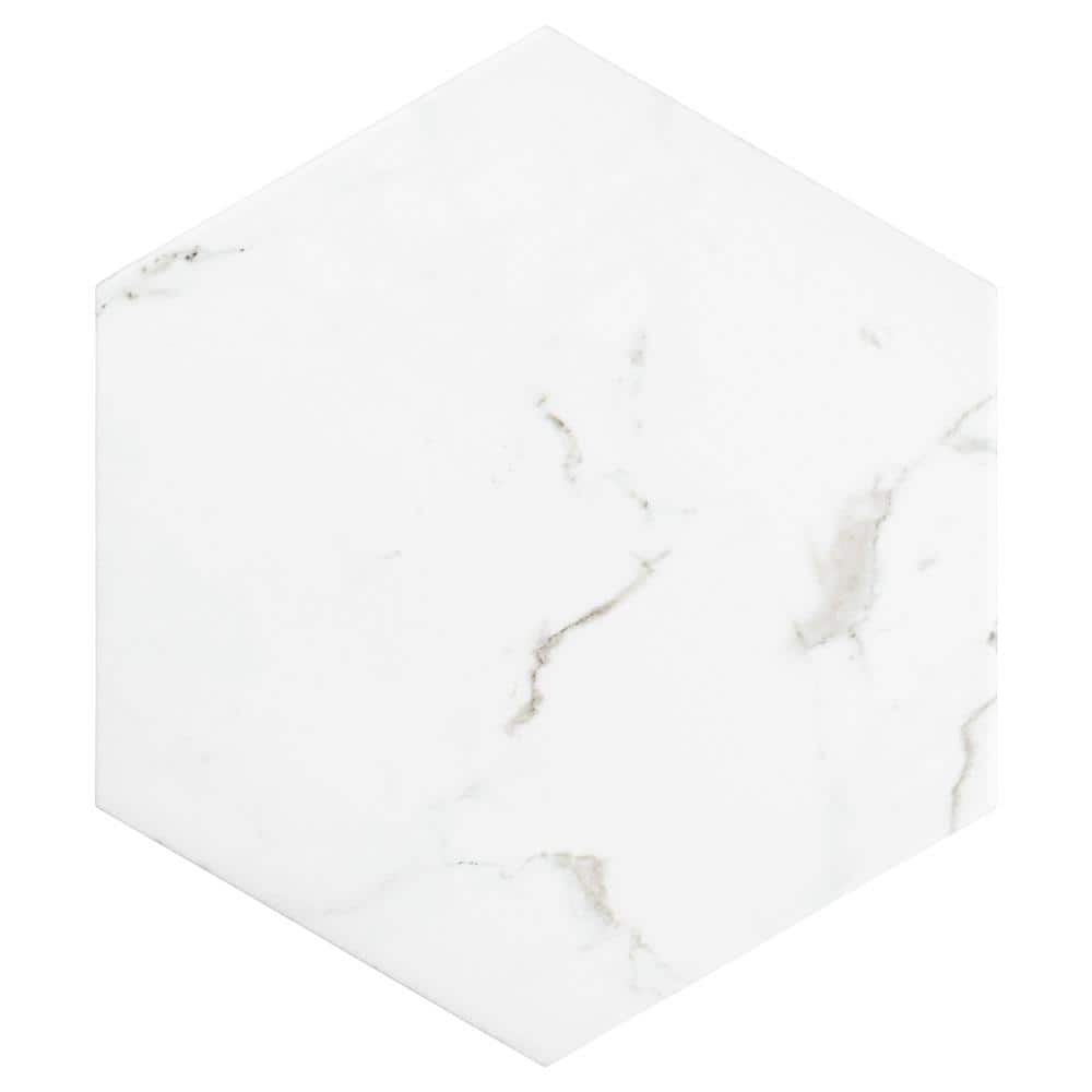 Merola Tile Timeless Calacatta Hex 8-5/8 in. x 9-7/8 in. Porcelain Floor and Wall Tile (11.56 sq. ft. / Case)