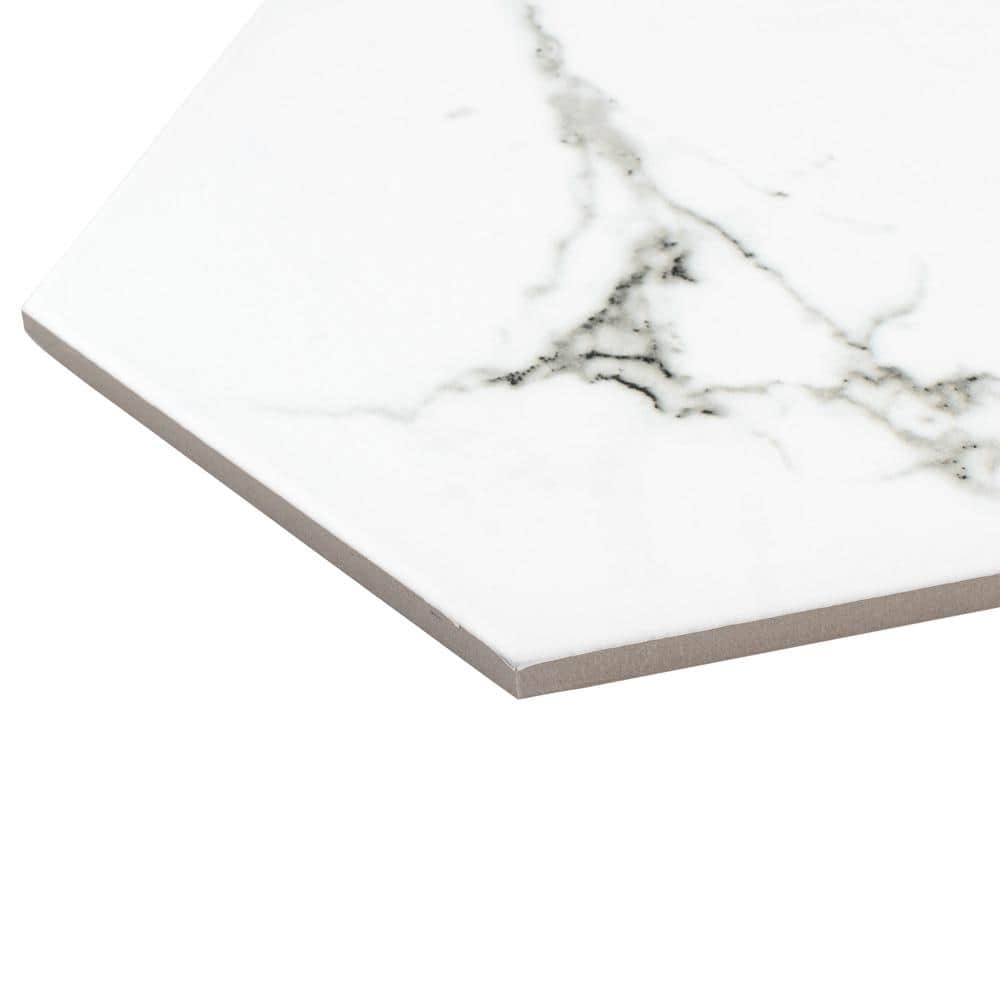 Merola Tile Timeless Calacatta Hex 8-5/8 in. x 9-7/8 in. Porcelain Floor and Wall Tile (11.56 sq. ft. / Case)