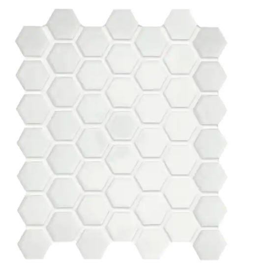 Restore Bright White 10 in. x 12 in. Glazed Ceramic Hexagon Mosaic Tile (0.81 sq. ft./each) - Super Arbor