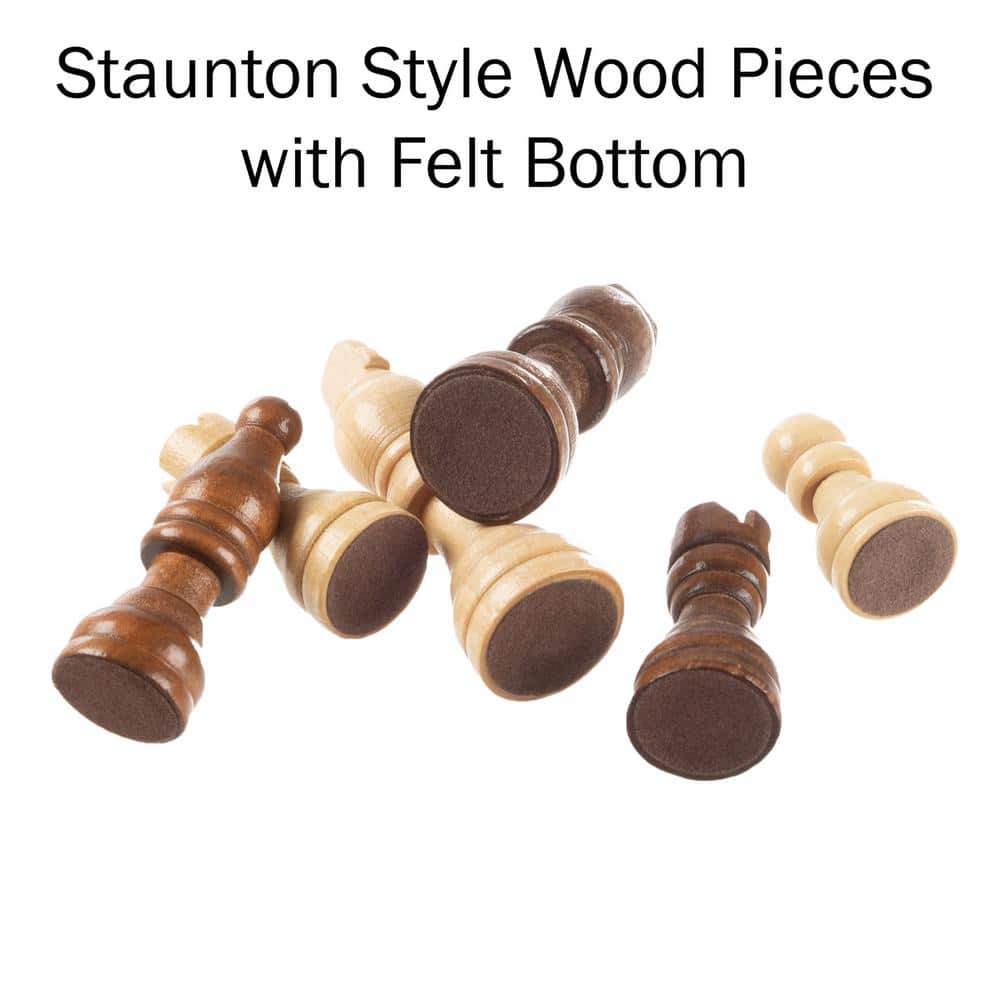 Hey! Play! Inlaid Walnut Style Magnetized Wood Chess Set with Staunton Wood Chessmen