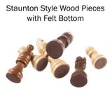 Hey! Play! Inlaid Walnut Style Magnetized Wood Chess Set with Staunton Wood Chessmen