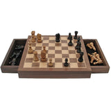 Hey! Play! Inlaid Walnut Style Magnetized Wood Chess Set with Staunton Wood Chessmen