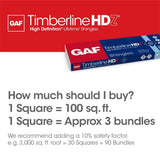 GAF Timberline HDZ Hickory Algae Resistant Laminated Shingles