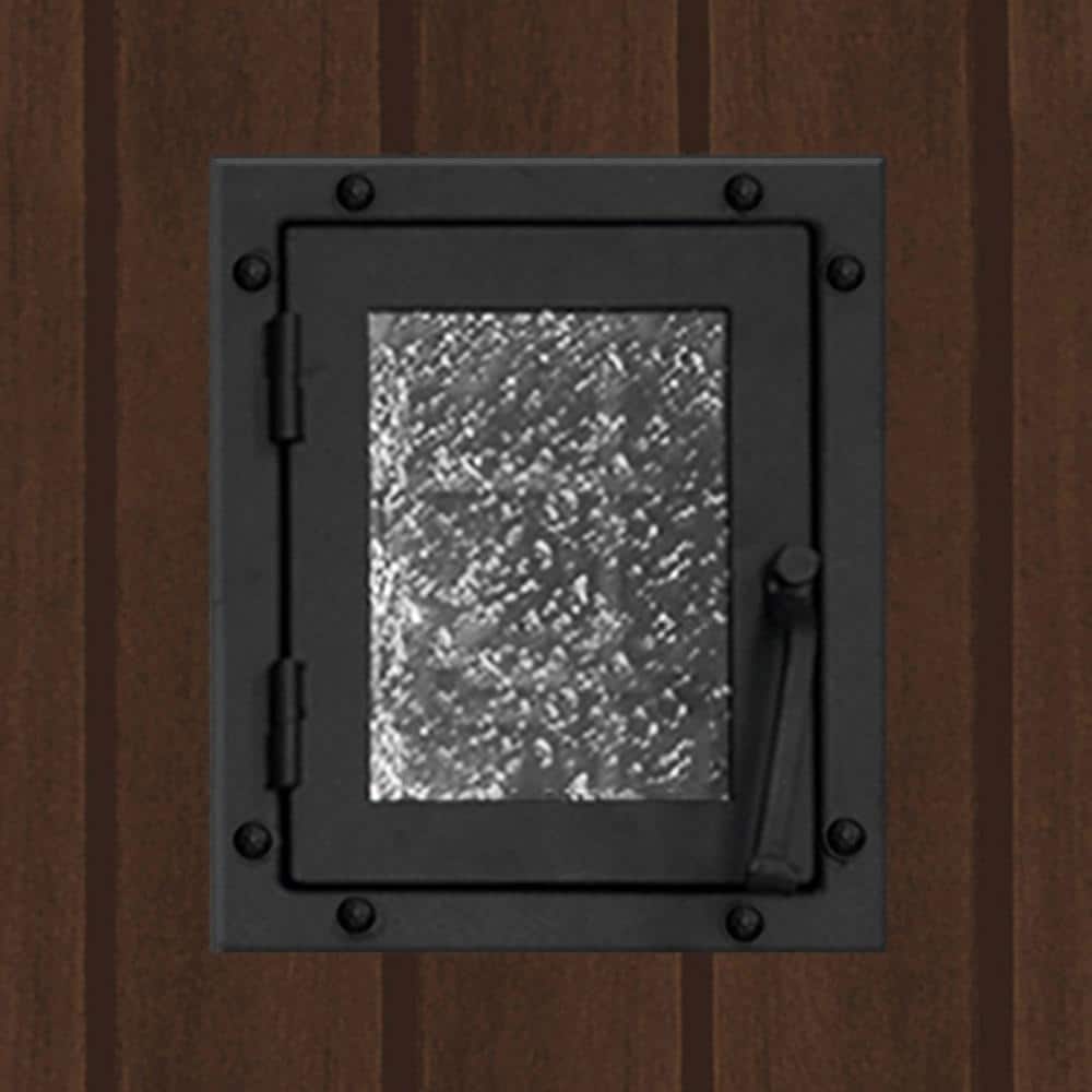 Steves & Sons Regency 68 in. x 80 in. 2-Panel Plank Cavalier Speakeasy Left-Hand Inswing Hickory Fiberglass Prehung Front Door with Double 14 in. Sidelites