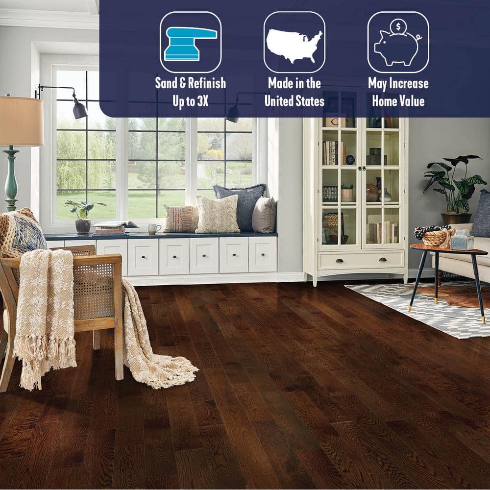 Bruce Plano Mocha Oak 3/4 in. T x 5 in. W Smooth Solid Hardwood Flooring (23.5 sq.ft./ctn)