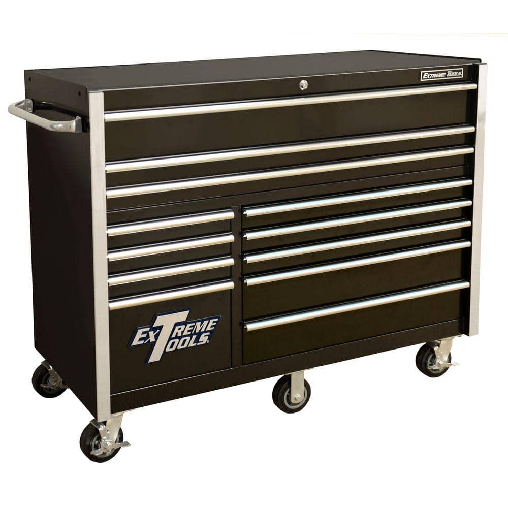 Extreme Tools THD Series 55 in. 12-Drawer Roller Cabinet Tool Chest in Black