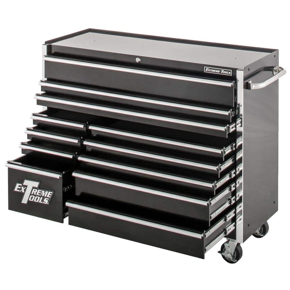 Extreme Tools THD Series 55 in. 12-Drawer Roller Cabinet Tool Chest in Black