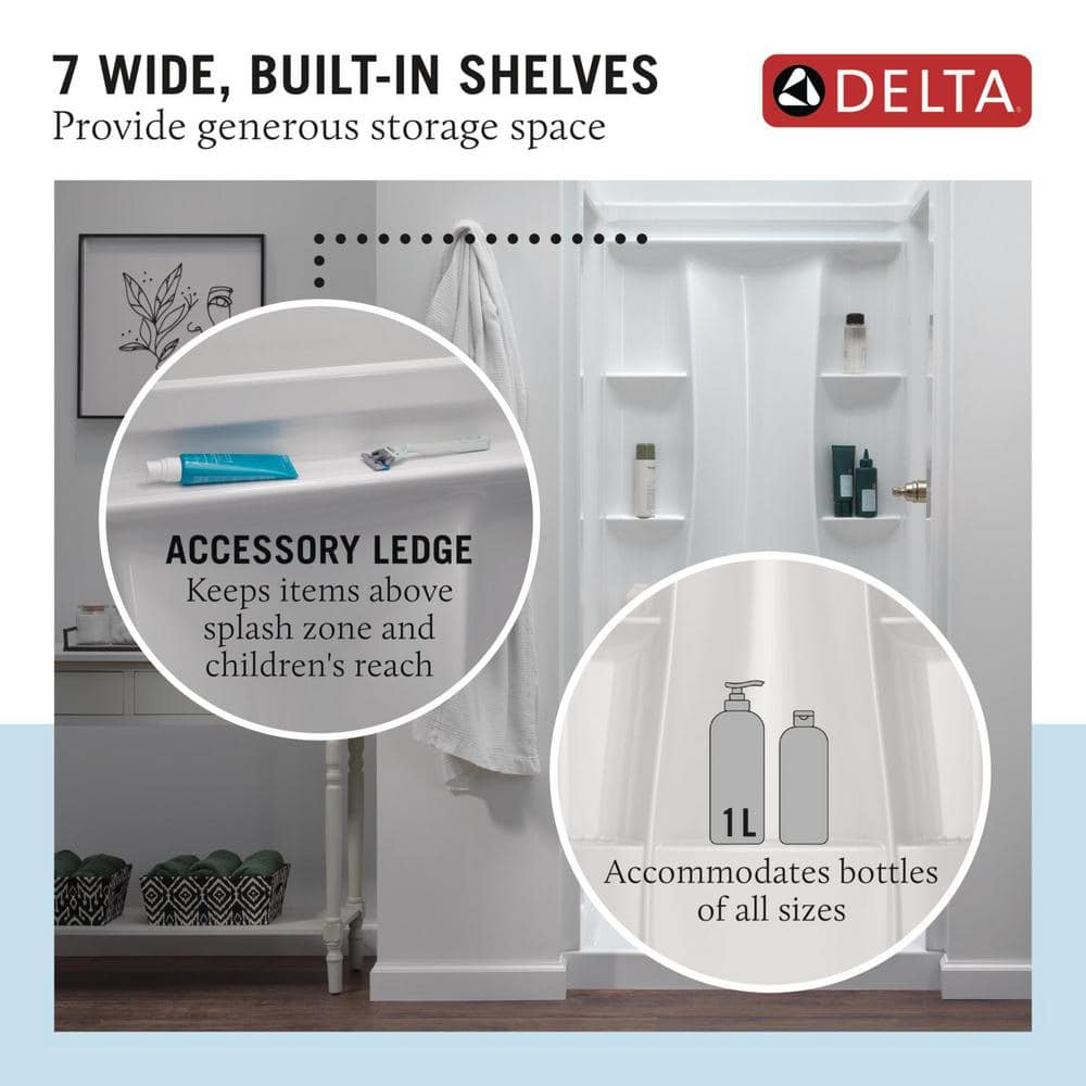 Delta Classic 500 60 in. x 30 in. Alcove Left-Drain Bathtub and 3-Piece Wall Surrounds, High Gloss White