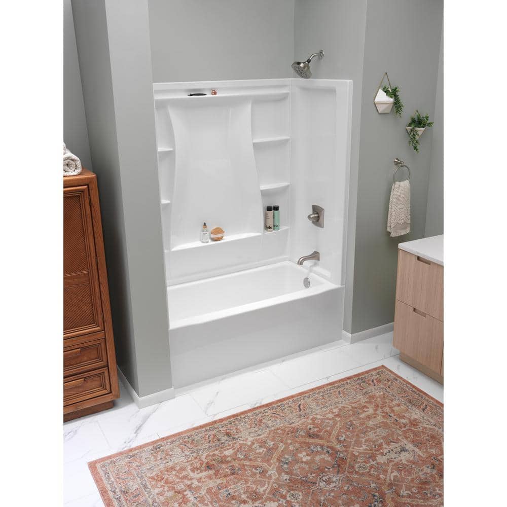 Delta Classic 500 60 in. x 30 in. Alcove Right-Drain Bathtub and 3-Piece Wall Surrounds, High Gloss White