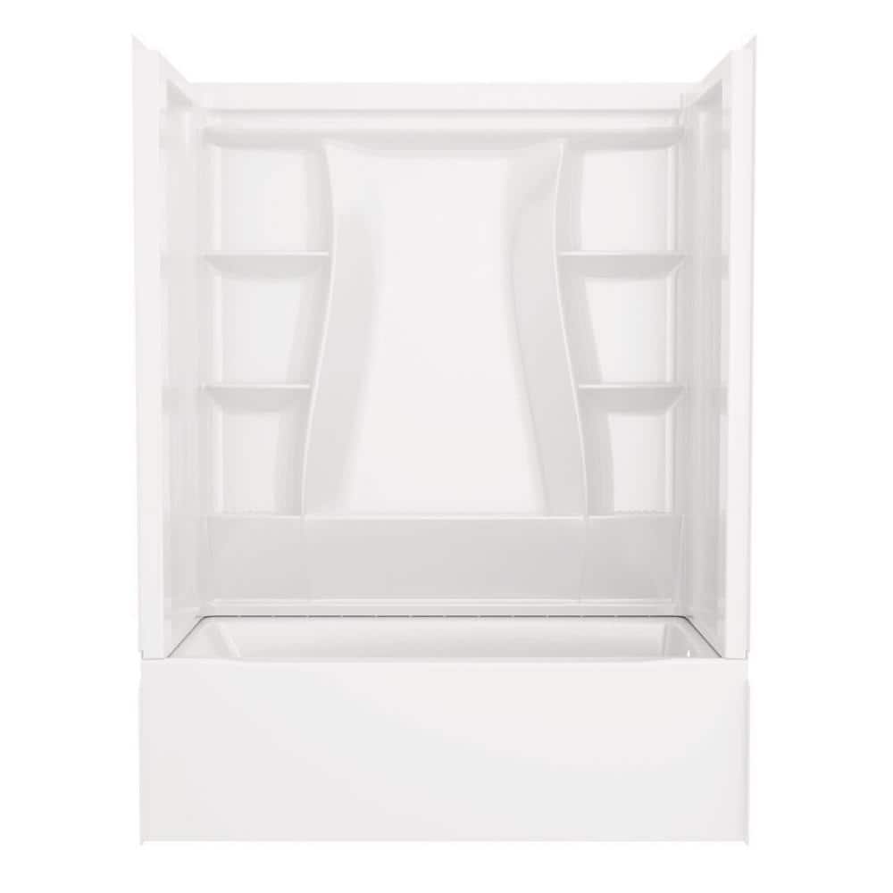 Delta Classic 500 60 in. x 30 in. Alcove Right-Drain Bathtub and 3-Piece Wall Surrounds, High Gloss White