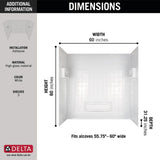 Delta Distinction 60 in. W x 60 in. H Three-Piece Glue-Up Tub Surround in High Gloss White