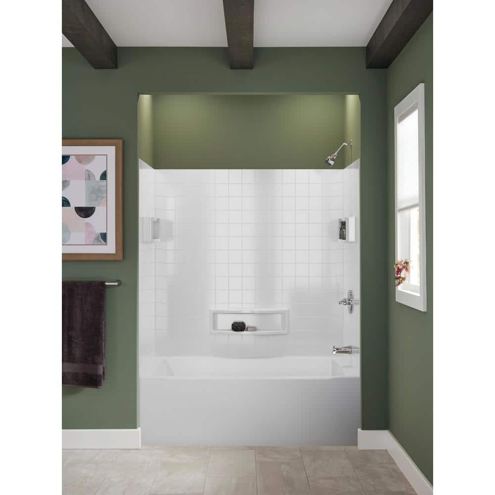 Delta Distinction 60 in. W x 60 in. H Three-Piece Glue-Up Tub Surround in High Gloss White