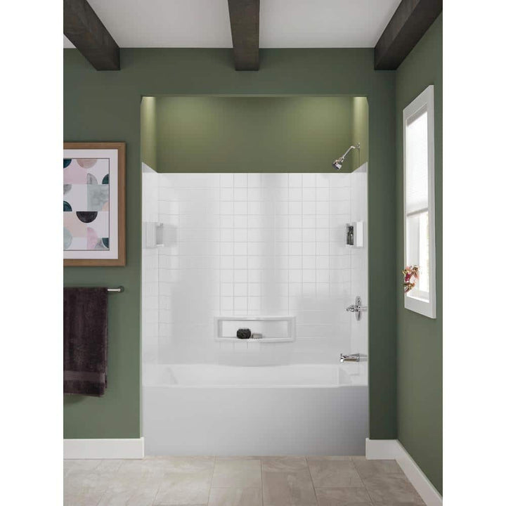 Delta Distinction 60 in. W x 60 in. H Three-Piece Glue-Up Tub Surround in High Gloss White