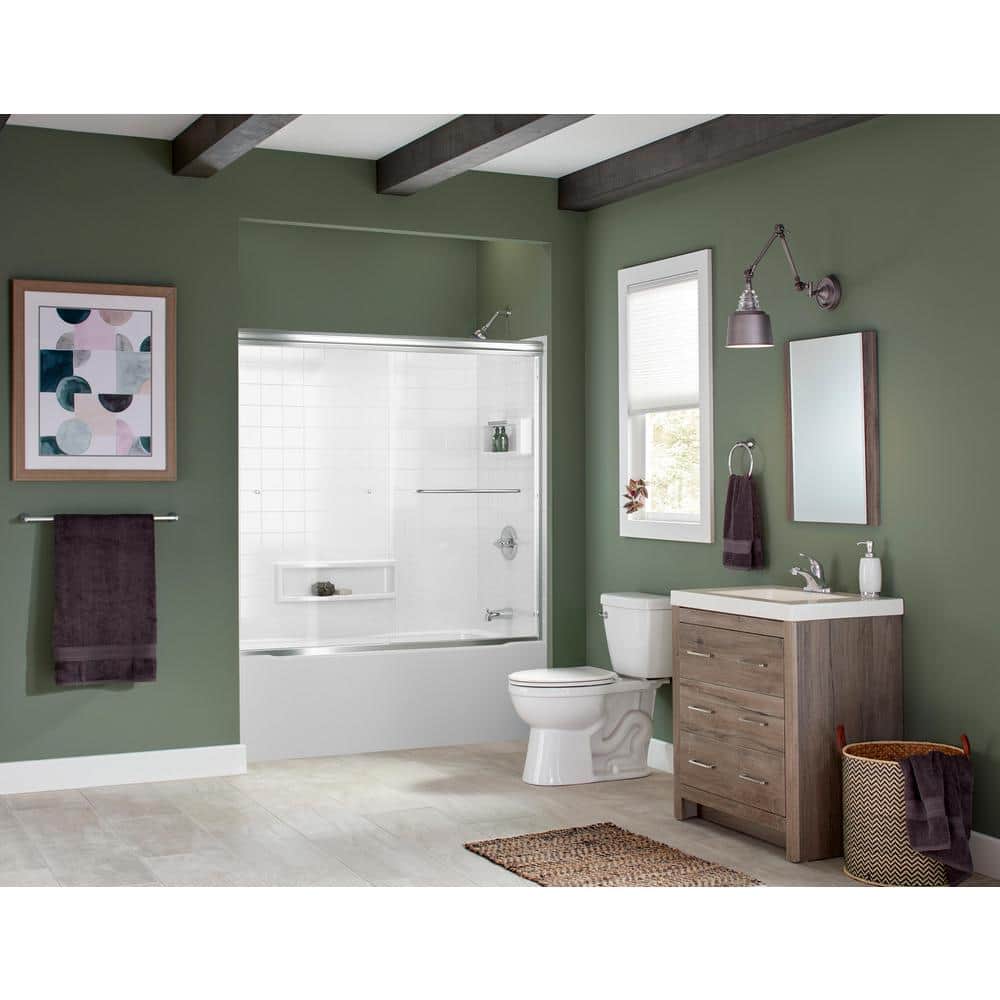 Delta Distinction 60 in. W x 60 in. H Three-Piece Glue-Up Tub Surround in High Gloss White