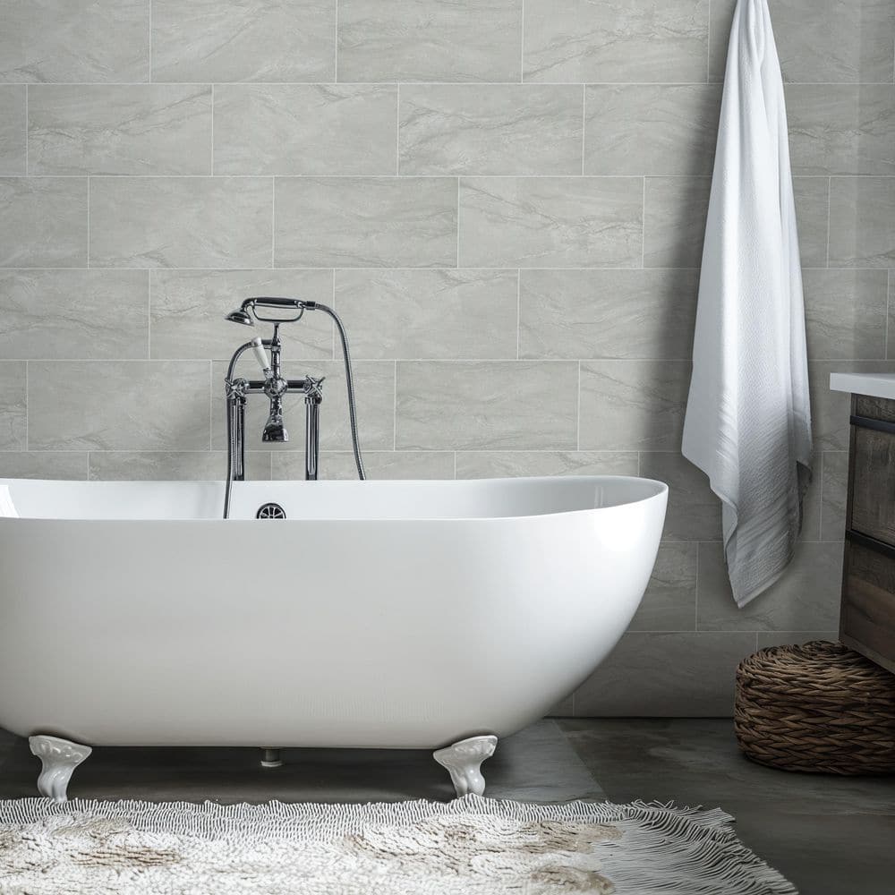 MSI Hillside Gray 12 in. x 24 in. Matte Porcelain Stone Look Floor and Wall Tile (16 sq. ft./Case)