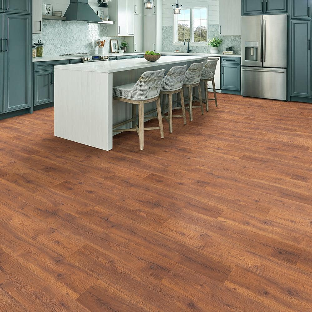 Pergo Outlast+ Hobbs Amber Hickory 12 mm T x 7.4 in. W Waterproof Laminate Wood Flooring (19.63 sq.ft./case)