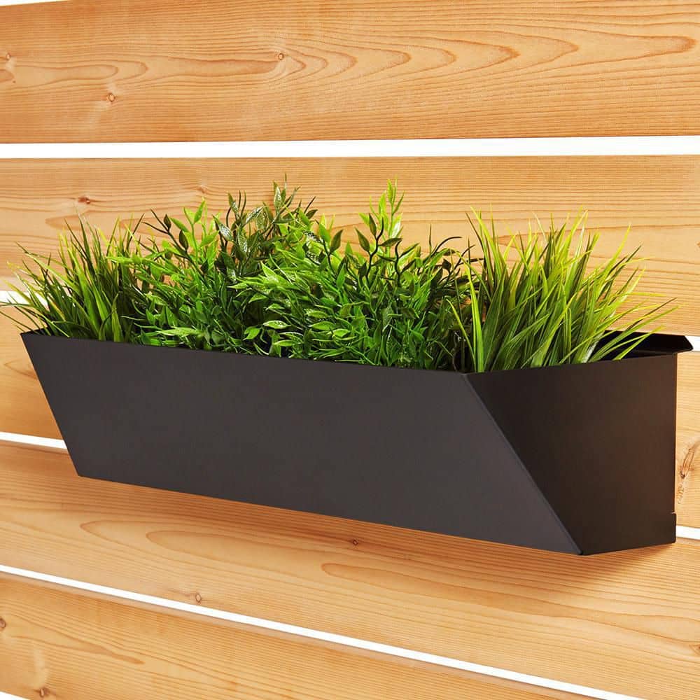 HOFT 24 in. Black Large Steel Planter