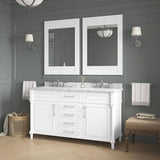 Eviva Aberdeen 60 in. W x 22 in. D x 35 in. H Double Bathroom Vanity in Espresso with White Carrara Marble Top and White Undermount Sinks