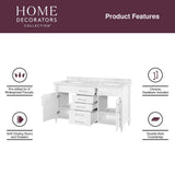 Eviva Aberdeen 60 in. W x 22 in. D x 35 in. H Double Bathroom Vanity in Espresso with White Carrara Marble Top and White Undermount Sinks