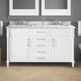 Eviva Aberdeen 60 in. W x 22 in. D x 35 in. H Double Bathroom Vanity in Espresso with White Carrara Marble Top and White Undermount Sinks