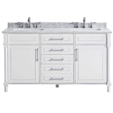 Eviva Aberdeen 60 in. W x 22 in. D x 35 in. H Double Bathroom Vanity in Espresso with White Carrara Marble Top and White Undermount Sinks