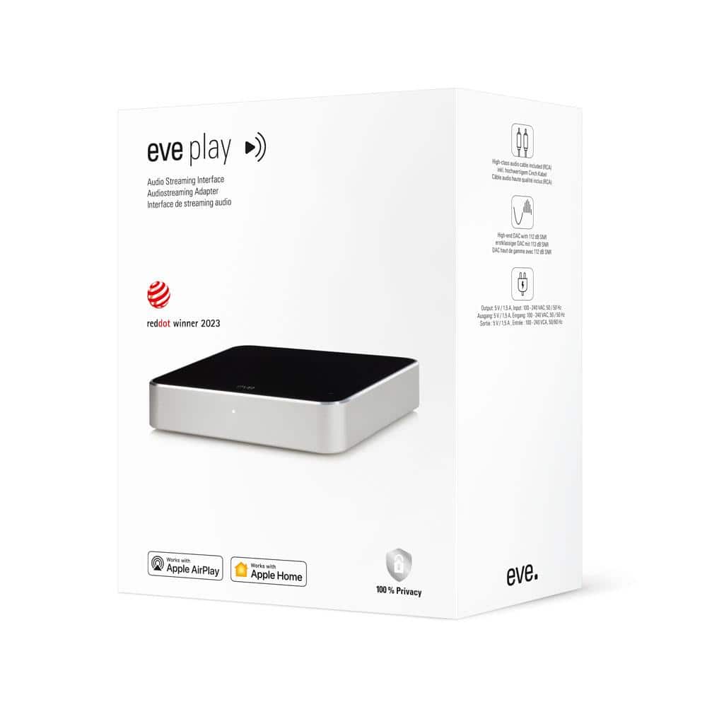 eve Play – Audio Streaming Interface for Apple Airplay - Upgrade Amp to AirPlay Audio Streaming, Works w/ Apple Home (Black)