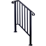 HOMEIBRO 54 in. H x 33 in. W Black Steel Baluster Railing Starter Stair Railing Kit