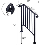 HOMEIBRO 54 in. H x 33 in. W Black Steel Baluster Railing Starter Stair Railing Kit