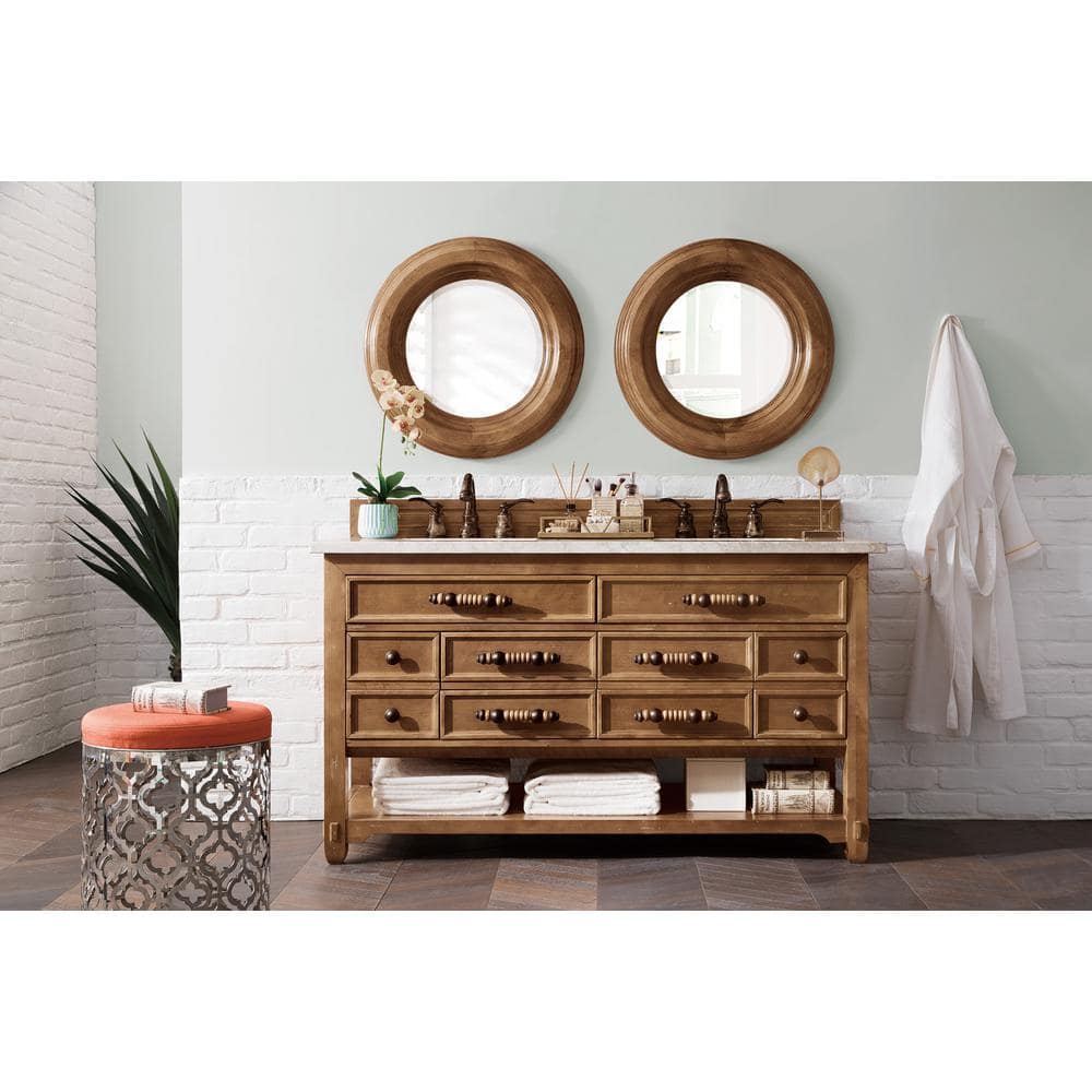 James Martin Vanities Malibu 26" Circular Wall Mirror in Honey Alder