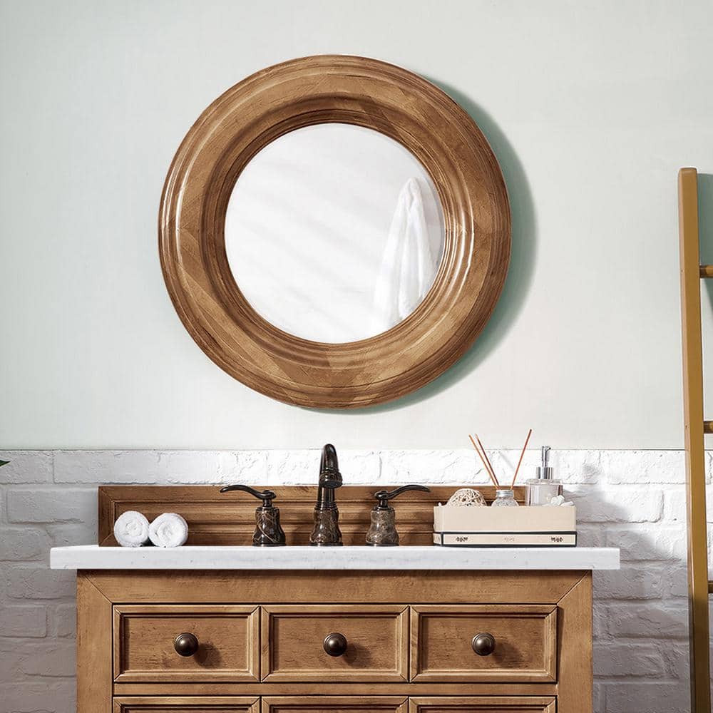 James Martin Vanities Malibu 26" Circular Wall Mirror in Honey Alder