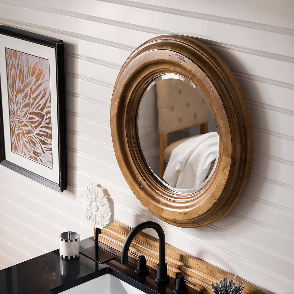 James Martin Vanities Malibu 26" Circular Wall Mirror in Honey Alder
