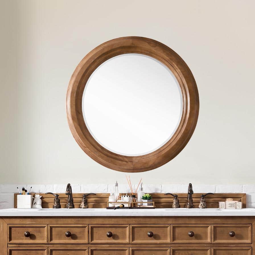 James Martin Vanities Malibu 40" Circular Wall Mirror in Honey Alder