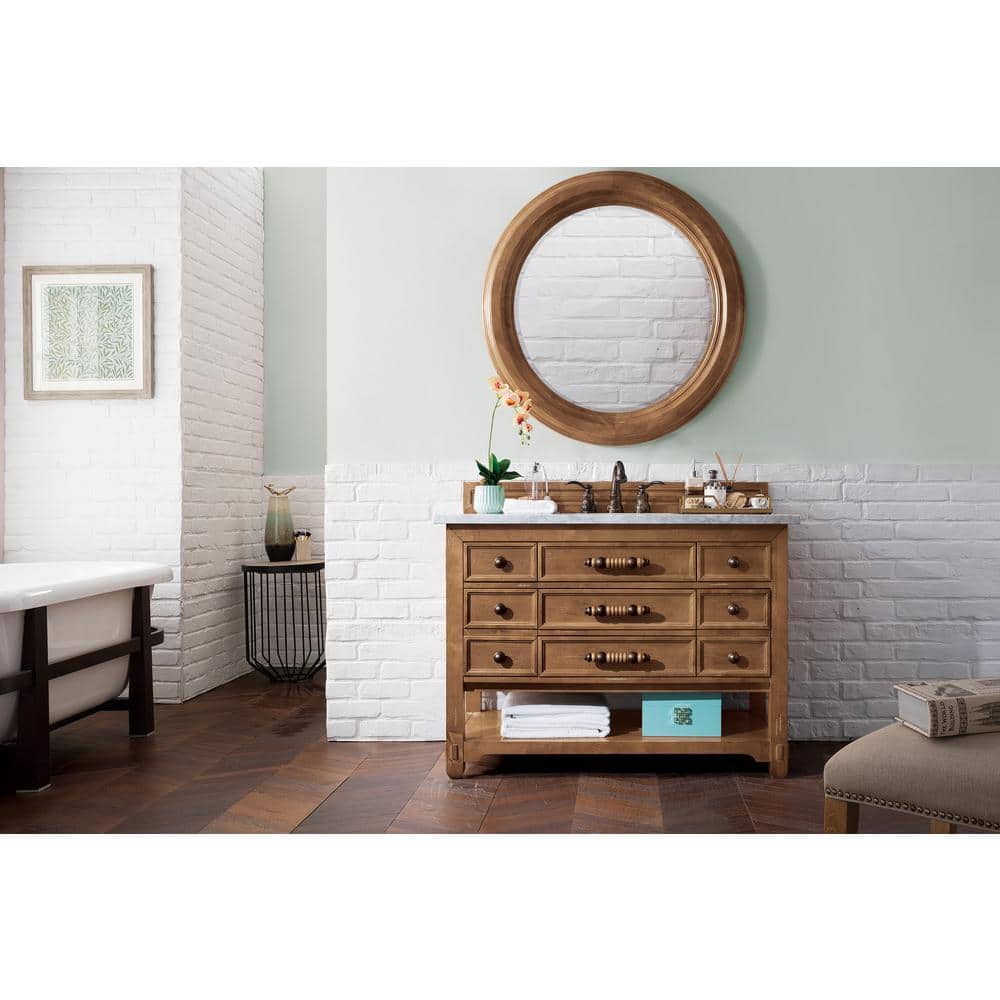 James Martin Vanities Malibu 40" Circular Wall Mirror in Honey Alder