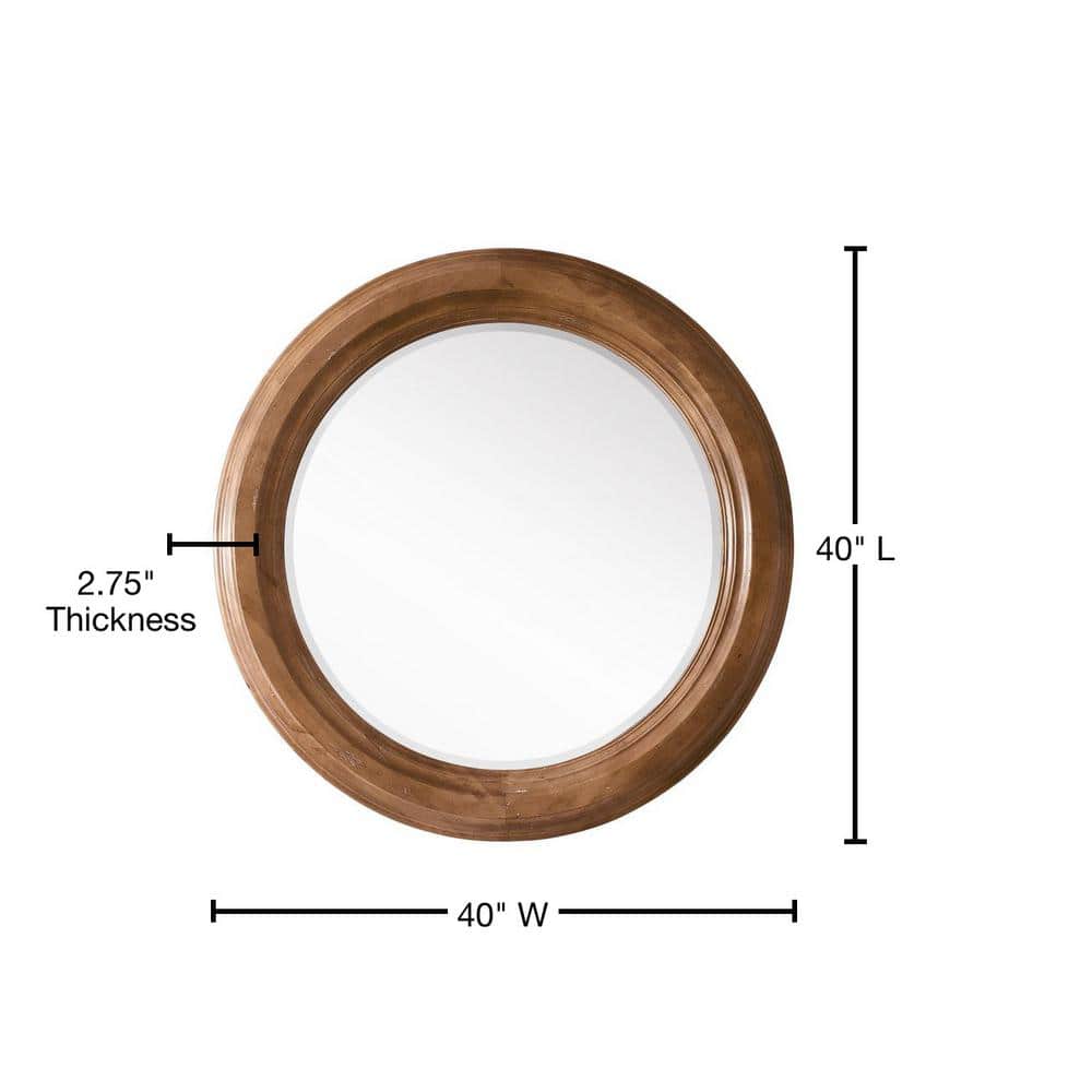 James Martin Vanities Malibu 40" Circular Wall Mirror in Honey Alder