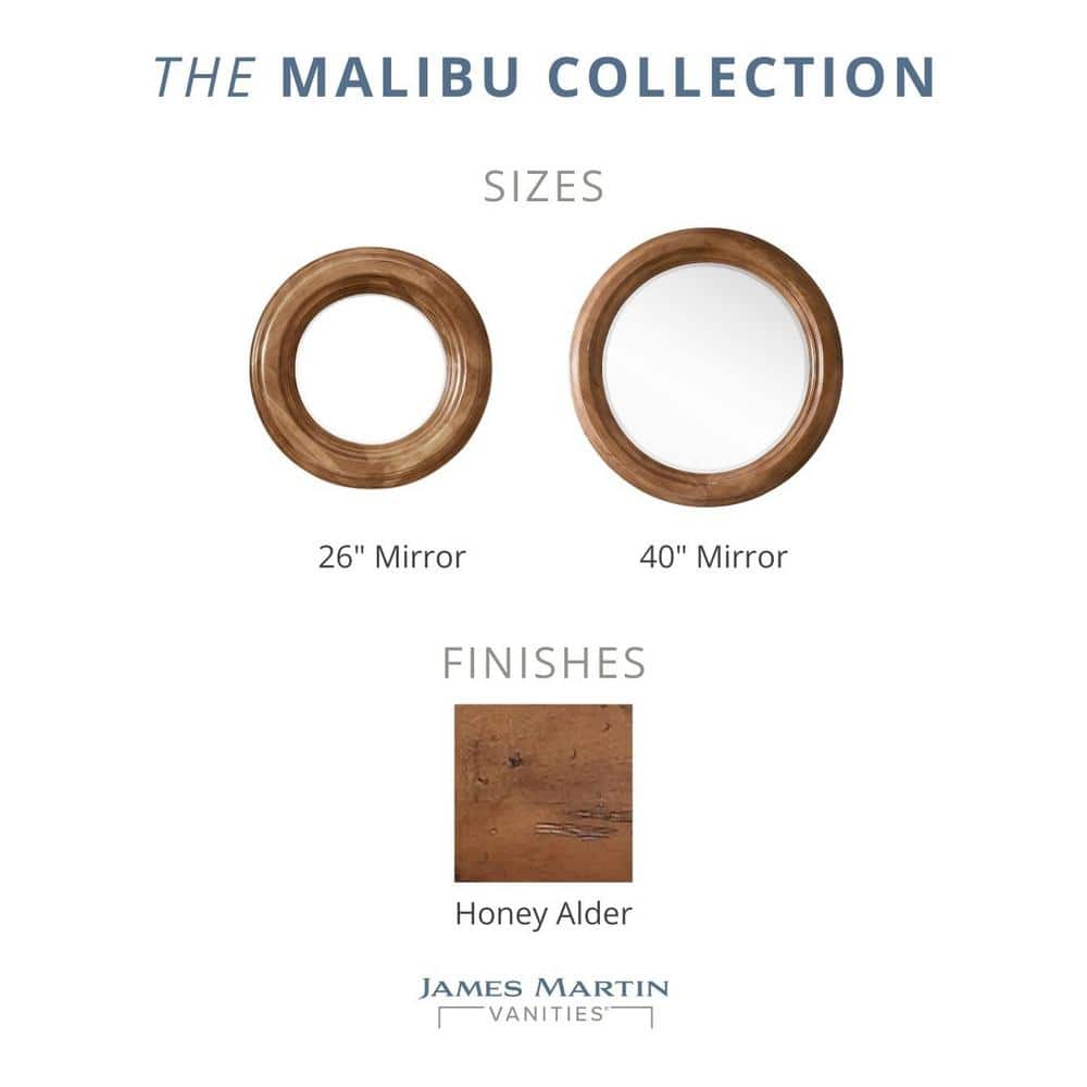 James Martin Vanities Malibu 40" Circular Wall Mirror in Honey Alder