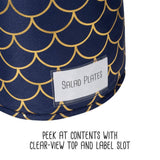 Honey-Can-Do Navy/Gold Scallop Set of 3 Round Dinnerware Storage Box