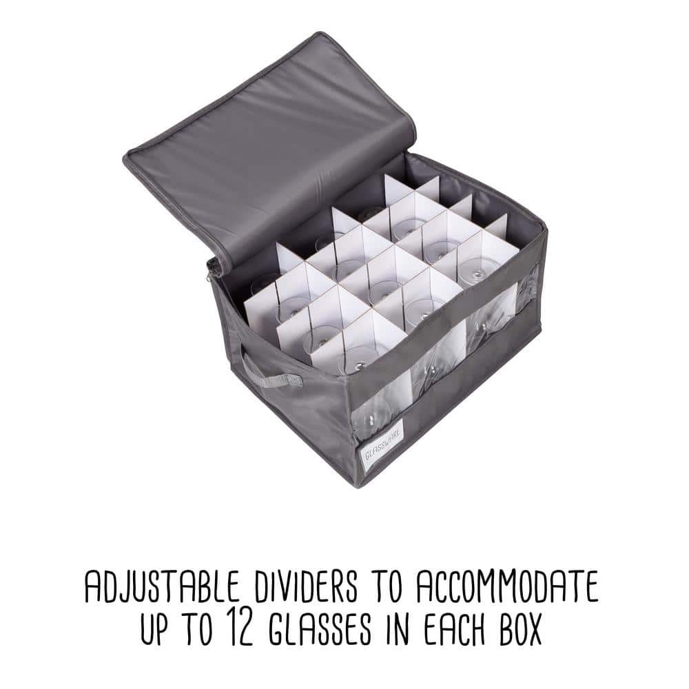 Honey-Can-Do Gray Polyester Stemware Storage Box