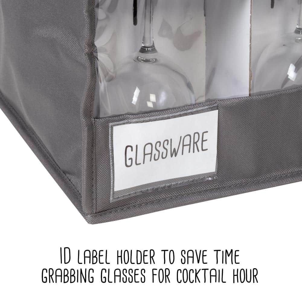 Honey-Can-Do Gray Polyester Stemware Storage Box