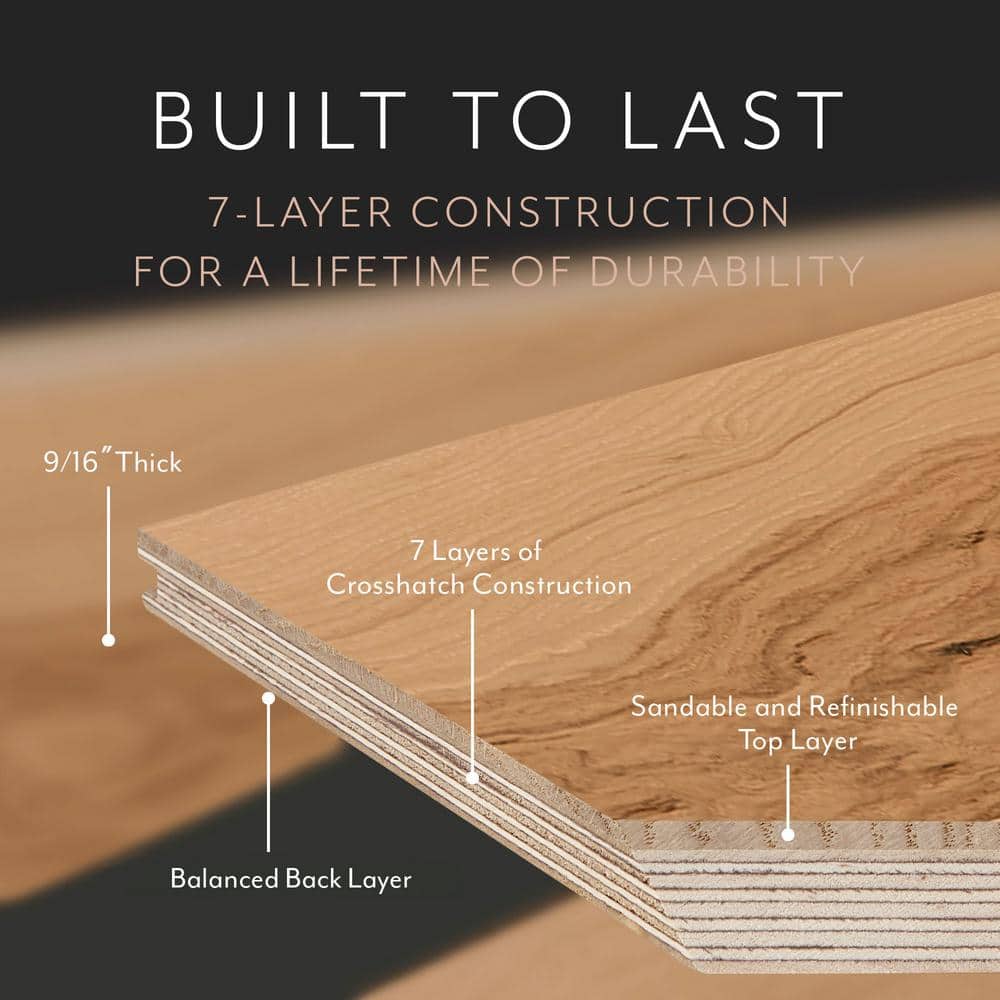 ASPEN FLOORING Honey Comb Hickory 9/16 in T x 8.66 in. W Tongue and Groove Wire Brushed Engineered Hardwood Flooring (31.25 sqft/case)