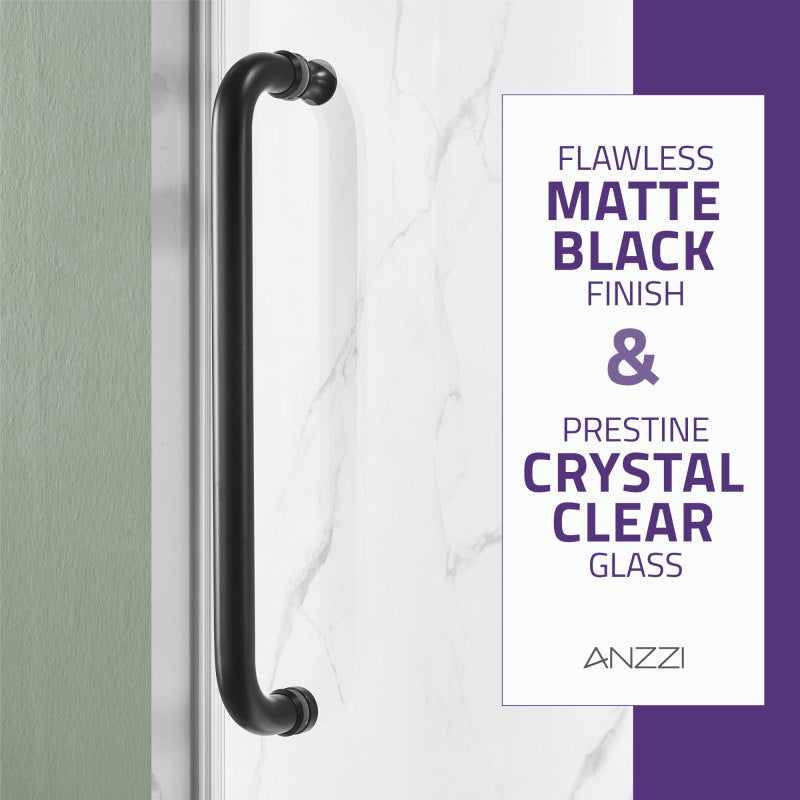 ANZZI Leon 60 in. x 76 in. Frameless Sliding Shower Door, Brushed Nickel, with Handle
