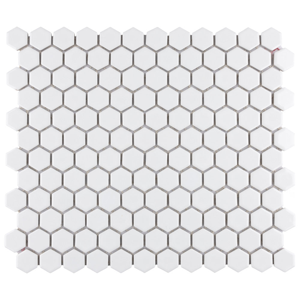 Merola Tile Metro Hex Glossy White 10-1/4 in. x 11-3/4 in. x 5 mm Porcelain Mosaic Tile (8.56 sq. ft. / case)
