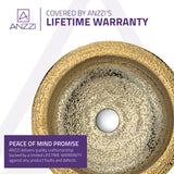 ANZZI Regalia Series Vessel Sink in Smoothed Gold, 16.5 in. Round Tempered Deco-Glass