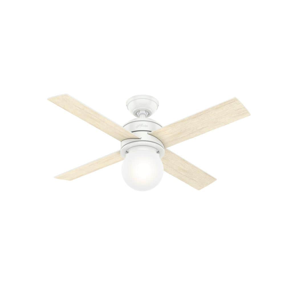 Hunter Hepburn LED 44-in Matte White Indoor Ceiling Fan with Light and Wall Control (4-Blade)