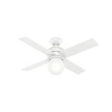 Hunter Hepburn LED 44-in Matte White Indoor Ceiling Fan with Light and Wall Control (4-Blade)
