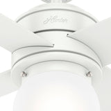 Hunter Hepburn LED 44-in Matte White Indoor Ceiling Fan with Light and Wall Control (4-Blade)