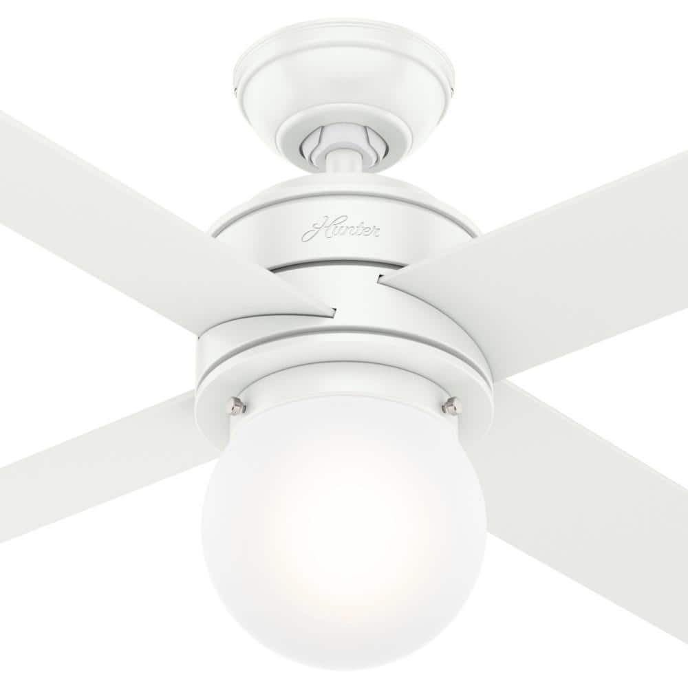 Hunter Hepburn LED 44-in Matte White Indoor Ceiling Fan with Light and Wall Control (4-Blade)