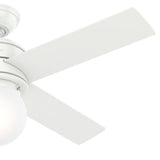 Hunter Hepburn LED 44-in Matte White Indoor Ceiling Fan with Light and Wall Control (4-Blade)